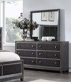 ZUN Modern Styling Bedroom 1pc Dresser of 6 Drawers Faux Leather Upholstered Gray Classic Design Wooden B011P186573