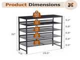 5-Tier Shoe Rack with Wooden Top, Metal Storage Shelf for 16-20 Pairs, Rust-Resistant Entryway Shoe 00122080