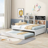 Full Size Daybed with Storage Shelves, Blackboard, Cork board, USB Ports and Twin Size Trundle, 90546744