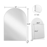 24x36 Inch Arched Recessed Medicine Cabinet, Metal Framed Bathroom Wall Cabinet with Mirror and W1435P202407