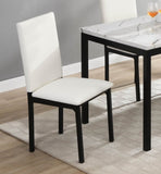 White Upholstered Side Chairs 4pc Set Black Metal Frame Casual Dining Room Furniture B011133384