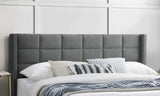 Elegant Modern Gray Brushed Linen 1pc Queen Size Bed Upholstered Box Design Headboard Bedframe B011P238938