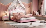 Full size Upholstered Princess Bed With Crown Headboard,Full Size Platform Bed with Headboard and N733P180808H