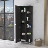 Urano Mirror Linen Cabinet, Four Interior Shelves, Five External Shelves -Black B20091988