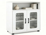 White Modern Engineered Wood Bathroom with Open Compartment, Anti-Toppling Tall Storage 96266294