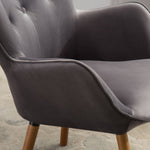 ZUN Doarnin Contemporary Silky Velvet Tufted Button Back Accent Chair, Gray T2574P164268