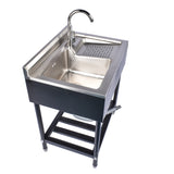 23.8 Stainless Steel Utility Sink Laundry Tub Sink with Cold and Hot Water Faucet for Laundry Room 07673887