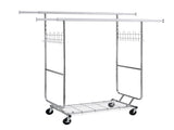 Double Clothing Garment with Shelves Capacity 800lbs Clothings on Wheels Rolling Clothes 27649817