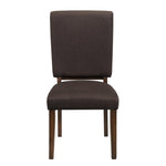 ZUN Chocolate Brown Color Fabric Upholstered Side Chairs 2pc Set Walnut Finish Wooden Frame Dining B01156175