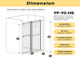 Frameless Double Sliding Shower Door 56-60 "W x 74" H, 5/16 " Tempered Glass, Explosion Proof W1675P435496