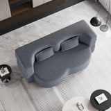 ZUN Modern Floor Sofa with 2 Pillows,Convertible Teddy Fabric Foam-Filled Sleeper Sofa Bed,15" Full Size W1885P190392