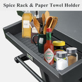 Grill Carts Outdoor with Storage and Wheels, Whole Metal Portable Table and Storage Cabinet for W1859P170278