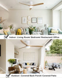 52 Inch Indoor Flush Mount Ceiling Fan with LED Light and Remote Control W934P152310