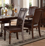 ZUN Traditional Dining Wooden Side Chairs Set of 2 Brown Cherry Finish Faux Leather Upholstery Home B01149812