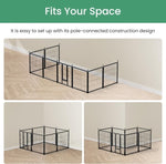 ZUN Dog Playpen 24 Inch 8 Panels, Heavy Duty Metal Pet Playpen Indoor Outdoor for Camping, Yard, RV, 08924657