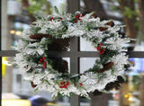 2 Pack 18in Pre-lit Snow Flocked Christmas Wreath, Lighted Artificial Xmas Wreath with 60 Warm 97206067