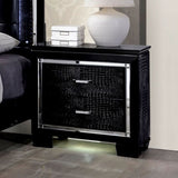 Contemporary 1pc Nightstand Black Bedside Table LED Light English Dovetail Drawer Bedroom Furniture B011P232476