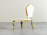 Dining chair gold stainless steel legs with white PU leather set of 2pcs W2723P304375