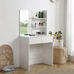 ZUN Vanity desk with mirror, dressing table with 2 drawers, white color 74296764