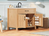 30" Bathroom Vanity with Resin Sink, Solid Wood Frame Bathroom Sink with Adjustable Shelf, N710P405952P