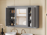 Bathroom Wall Cabinet with Mirror, Wall Mounted Medicine Cabinet with 5 Shelves, Mirrored Door Over N710P252503E