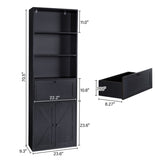 ZUN FCH 3-Layer 1 Drawer 2 Doors Double Z Shape Melamine Board 60*23.5*180cm Display Cabinet Black 55368679