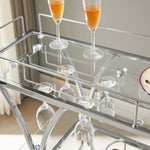 ZUN Electroplated Glass Bar Cart, With Wine Rack And Glass Holder, For Kitchen, Serving, Hotel Silver 50720217