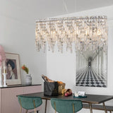 (Same as W1340P189443/L5024-880-C) Silver Elegant Oval Crystal Chandelier, Modern Ceiling Light W1340P189500