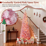 7ft Pink Pencil Christmas Tree, 527 Snow-Flocked Tips, 180 Warm White LEDs w/ 28282556