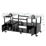 Outdoor Grill Table for Big Green Egg Style BBQ, Metal Grill Cart with Storage Box, Compatible with 42409360