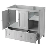 Grey MDF Lacquered Double Door & 2-Drawer Bathroom Vanity Cabinet with Decorative Molding 06351228