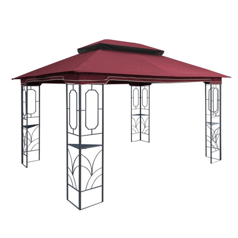 ZUN 13x10 Ft Patio Double Roof Gazebo Replacement Canopy Top Fabric,Wine Red. W2911P210581