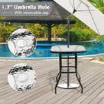 ZUN 31 Inch Patio Bar Table, Square Outdoor Bar Height Bistro Table with Tempered Glass Tabletop & 17769307