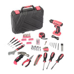 ZUN 146-Piece Drill Set with 8V Pink Cordless Drill, Home Tool Kit with Drill, House Repairing Hand Tool 71202637