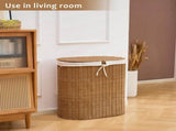 Oval Laundry Hamper with Lid, Woven Natural Water Hyacinth Laundry Hamper 66597935