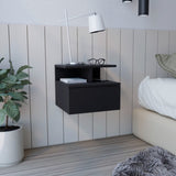 Adele Floating Nightstand , End Table, Side Table Drawer, Open Top Shelves -Black B20092134