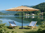 10ft 3-Tier Solar LED Patio Umbrella with Tilt Adjustment and UV-Resistant Polyester Fabric, Outdoor 72384806