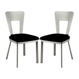 Set of 2 Microfiber and Metal Side Chairs in Silver and Black B016P156810