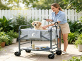 Foldable Dog Bath Cart, 4-Level Height Adjustable Pet Washing Station with Brake Wheels & Adjustable 93770031