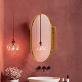 20x34 Inch Oval Recessed Medicine Cabinet, Metal Framed Bathroom Wall Cabinet with Mirror and W1435P210490