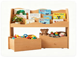 3-Tier Kids Bookshelf Toy Storage Organizer with 2 Rolling Drawers, Rounded Corner Anti-Tipping 55652413