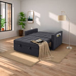 ZUN Stylish black Pull-Out Sofa Bed with Woven Polyester Fabric & Solid Wood Frame W2297P211256