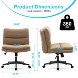 ZUN Office Chair Armless Criss Cross Legged Chair with Wheels, Comfy Home Office Desk Chairs, Adjustable W1521P191314