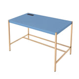 Rectangular Writing Desk with USB Port, Navy Blue and Gold B016P326482