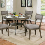 Rustic Grey Solid wood Round Dining Table w Shelf Dining Room Furniture 1pc Table Only B011107814