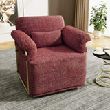 360 Degree Square Swivel Accent Sofa Chair,Fluffy Fabric Lounge Wide Upholstered Reading Chair with W2012P319078
