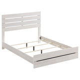 Coastal White Slatted Headboard Queen Panel Bed B062P153568