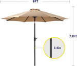 ZUN 9FT Outdoor Patio Umbrella with 8 Ribs, Table Umbrellas with Push Button Tilt/Crank, UV Protection 30943313