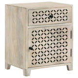 White Washed 1-Door Accent Cabinet with Drawer B062P153881