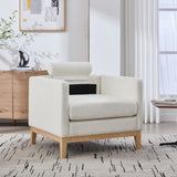 35.4 "Wide Modern Farmhouse Performance Accent Chair with Natural Wood Legs, Wood Base Reading W3118P283467
